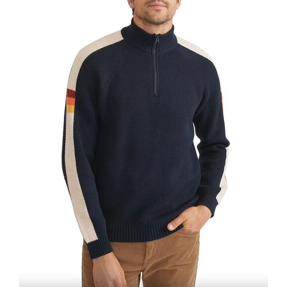 Marine Layer Men's Archive Armas Standard Fit Quarter Zip Mock Neck Sweater M - Picture 1 of 7
